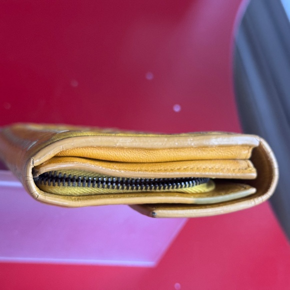 Bottega Veneta Yellow Intrecciato Woven Leather Long Wallet Hand Painted Upcycle - Picture 11 of 16